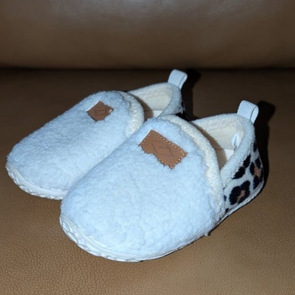🐲3 FOR $9🦄 Barerun Sherpa Fleece Hard Sole Indoor Outdoor Slip On Leopard Shoe